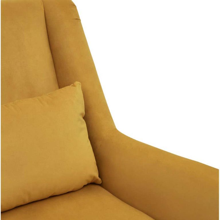 Doucet Armchair - Yellow Velvet Fabric with Gold Legs