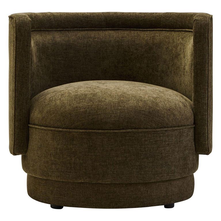 Drake Accent Chair - Curved - Forest Green Chenille Fabric