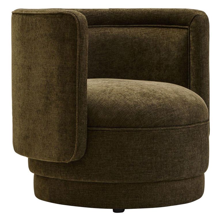 Drake Accent Chair - Curved - Forest Green Chenille Fabric