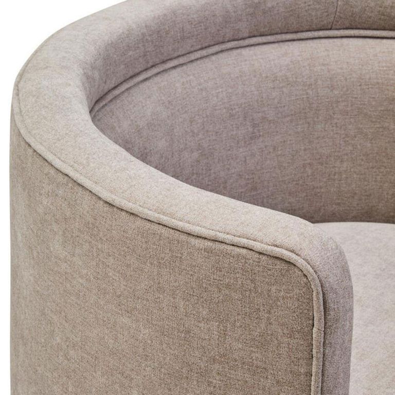 Drake Accent Chair - Curved - Taupe Chenille Fabric