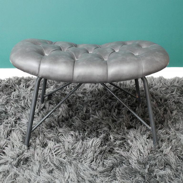 Dining Chair with Footstool - Grey Faux Leather