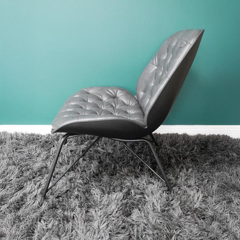 Dining Chair with Footstool - Grey Faux Leather