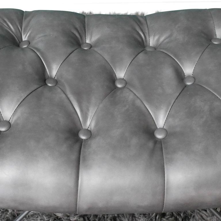 Dining Chair with Footstool - Grey Faux Leather