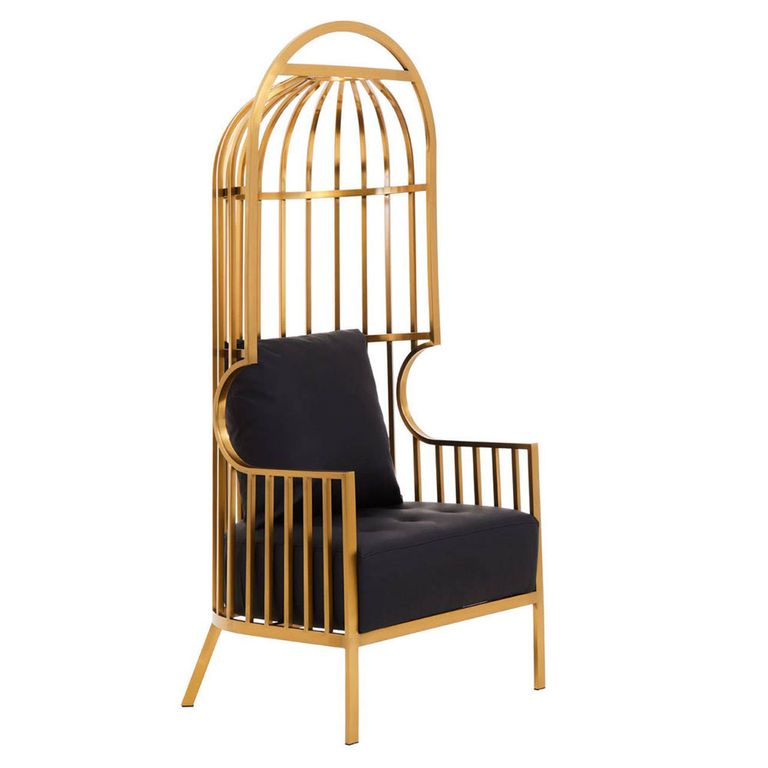 Eliza Chair - Brushed Gold Metal Frame with Dome Cage