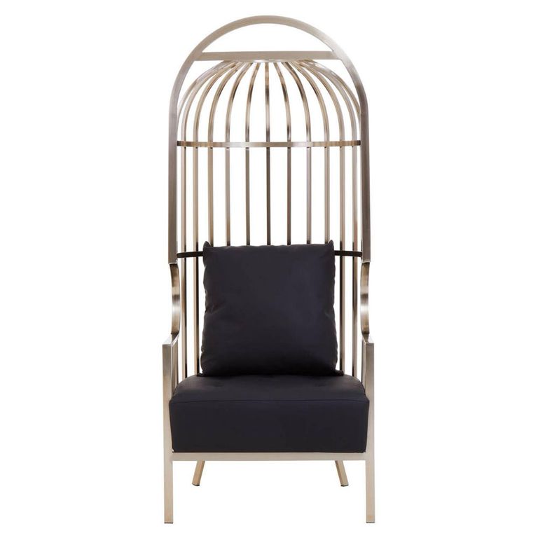 Eliza Chair - Brushed Silver Metal Frame with Dome Cage