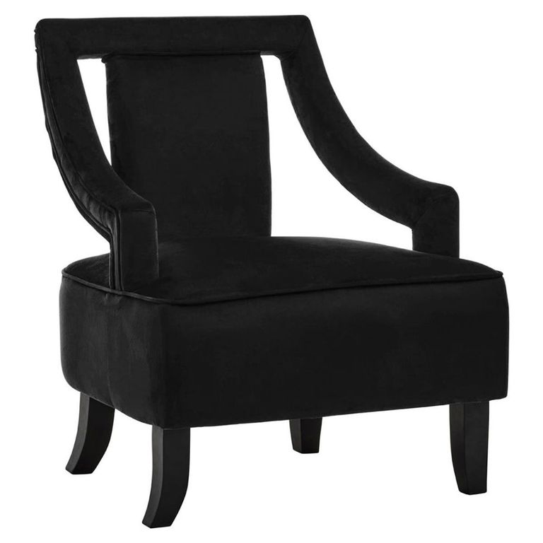 Faye Armchair - Black Velvet Fabric
