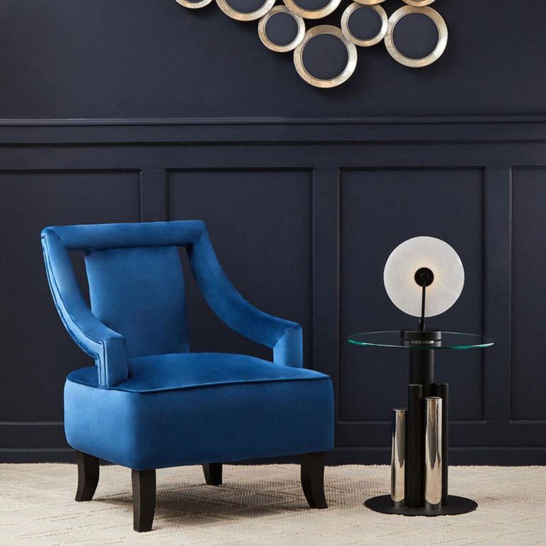 Faye Armchair - Midnight Blue Velvet Fabric