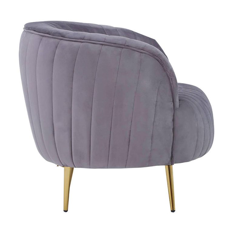 Florina Accent Chair - Grey Velvet Fabric with Gold Legs