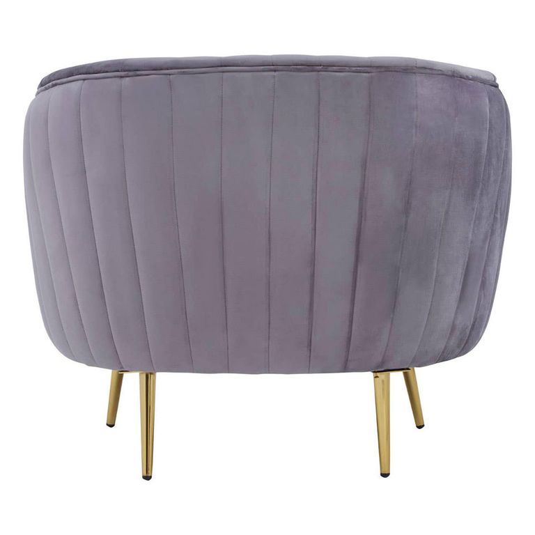 Florina Accent Chair - Grey Velvet Fabric with Gold Legs
