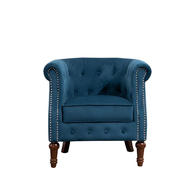 Freya Accent Chair - Blue Velvet Fabric