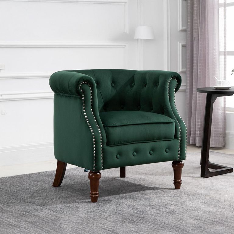 Freya Accent Chair - Green Velvet Fabric