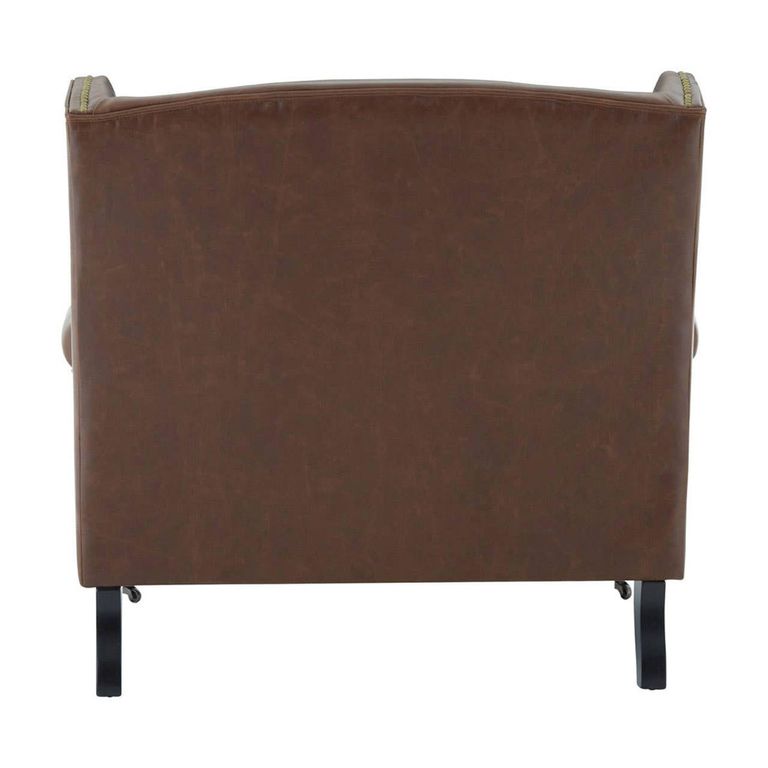 Fulham Armchair - Wing - Brown Faux Leather