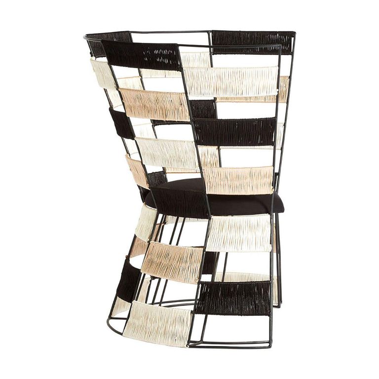 Fusion Accent Chair - Black and White Woven Bone Inlay
