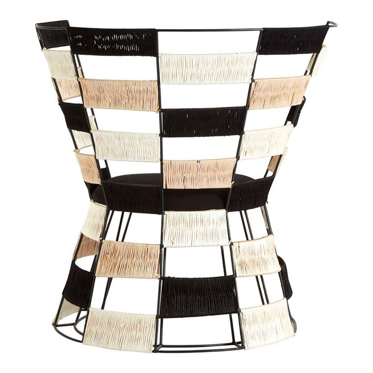 Fusion Accent Chair - Black and White Woven Bone Inlay