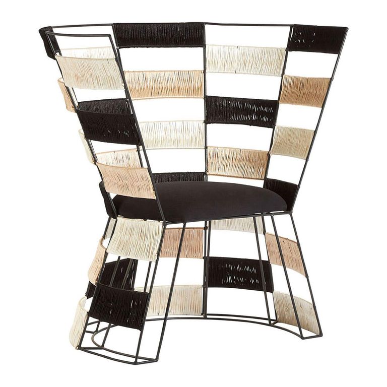 Fusion Accent Chair - Black and White Woven Bone Inlay
