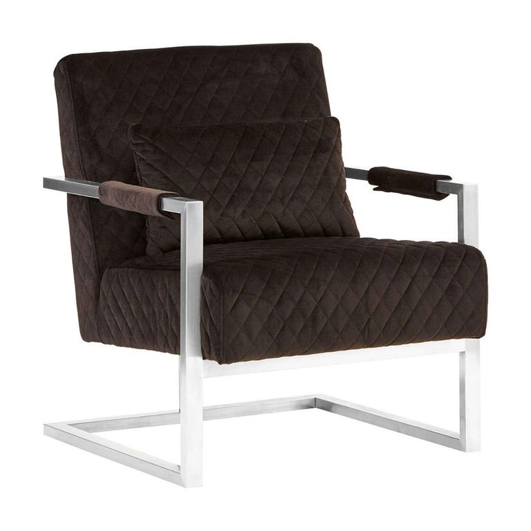 Gatsby Armchair - Black Velvet Fabric with Silver Metal