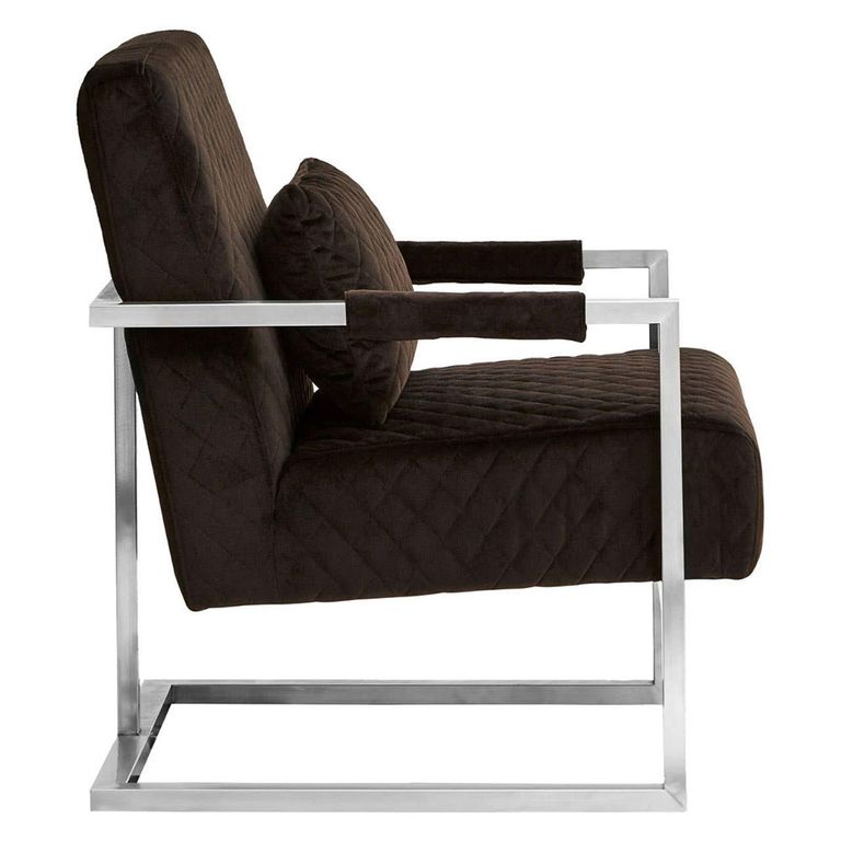 Gatsby Armchair - Black Velvet Fabric with Silver Metal