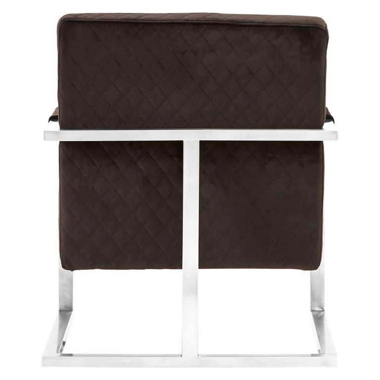 Gatsby Armchair - Black Velvet Fabric with Silver Metal