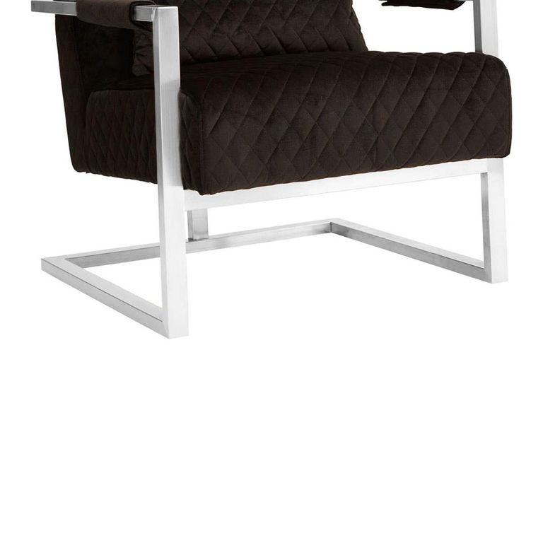 Gatsby Armchair - Black Velvet Fabric with Silver Metal