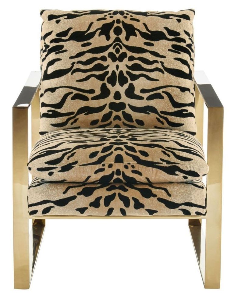 Gillett Armchair - Tiger Print Fabric with Gold Metal Legs
