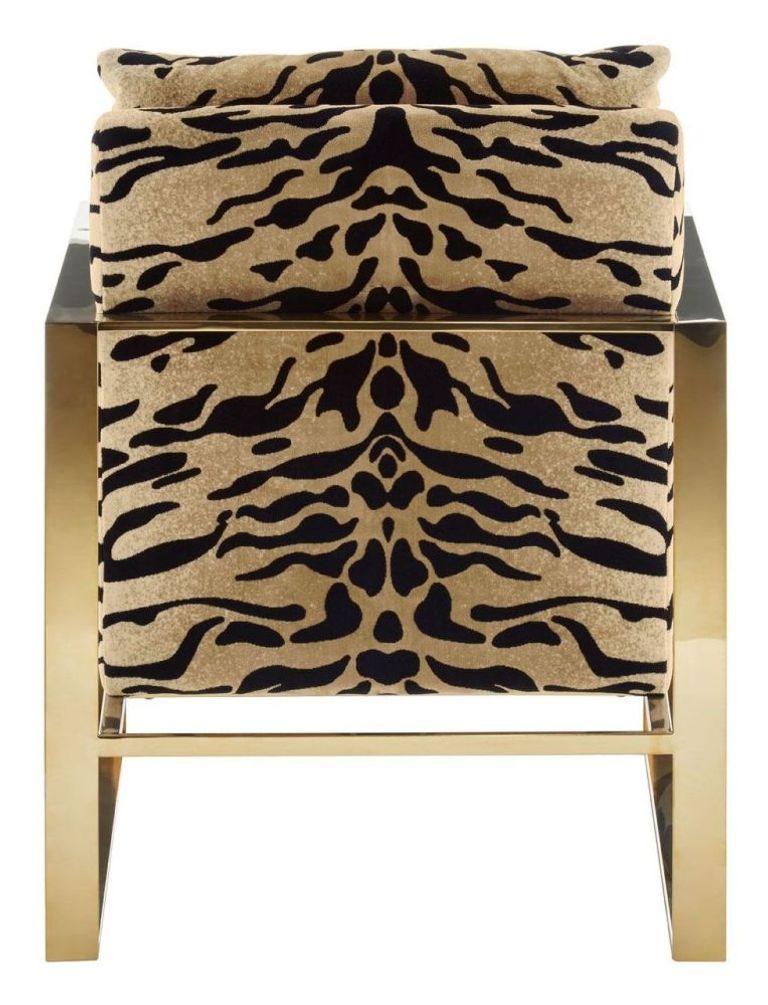 Gillett Armchair - Tiger Print Fabric with Gold Metal Legs