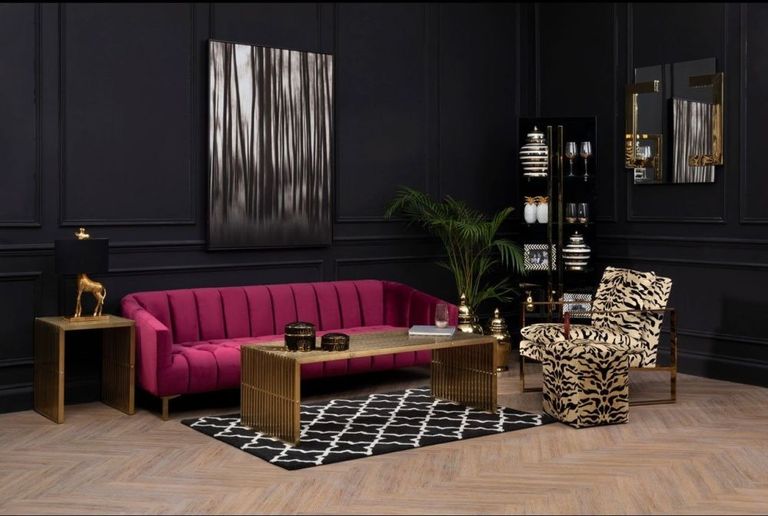 Gillett Armchair - Tiger Print Fabric with Gold Metal Legs