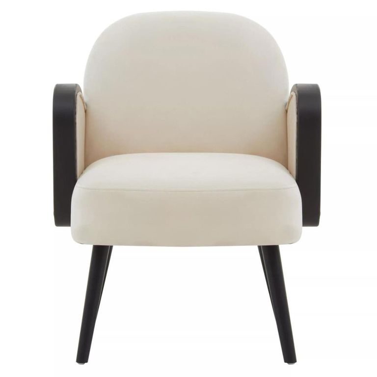 Hala Armchair - Natural Velvet Fabric Upholstered