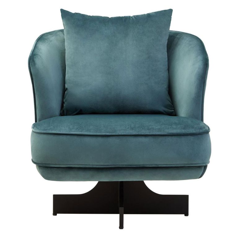 Hale Lounge Chair - Swivel - Azure Velvet Fabric