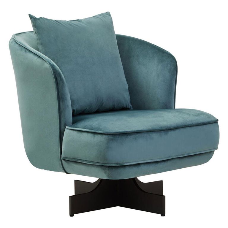 Hale Lounge Chair - Swivel - Azure Velvet Fabric