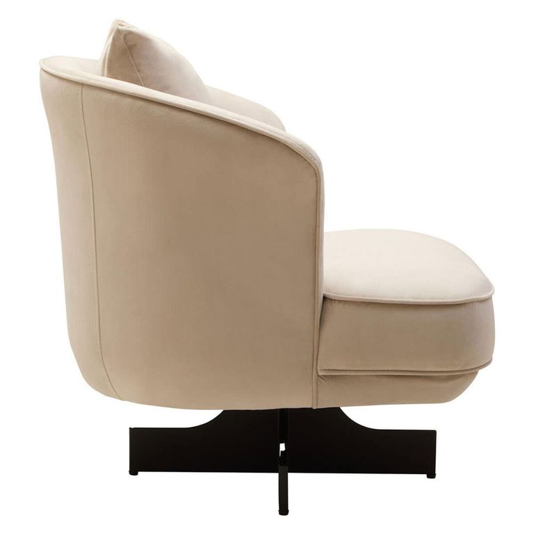 Hale Lounge Chair - Swivel - Cream Velvet Fabric