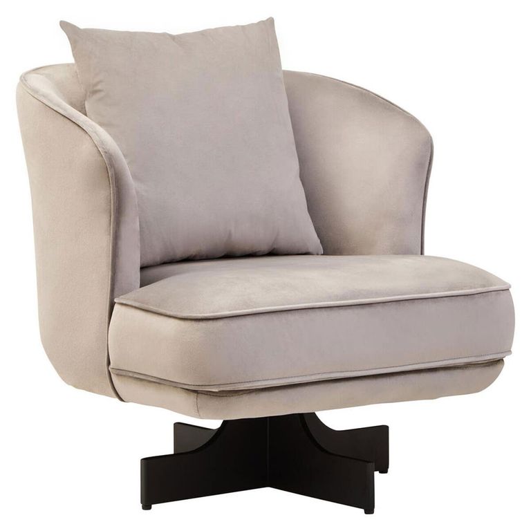 Hale Lounge Chair - Swivel - Grey Velvet Fabric