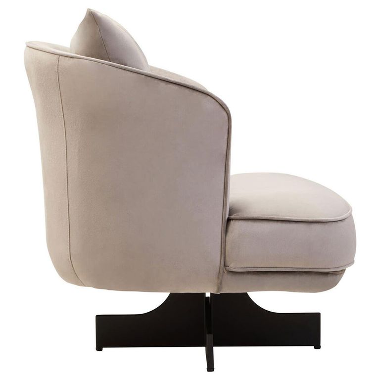 Hale Lounge Chair - Swivel - Grey Velvet Fabric