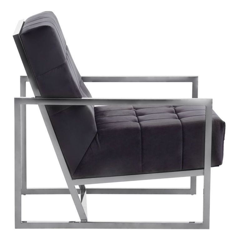 Hana Armchair - Black Velvet with Chrome Frame
