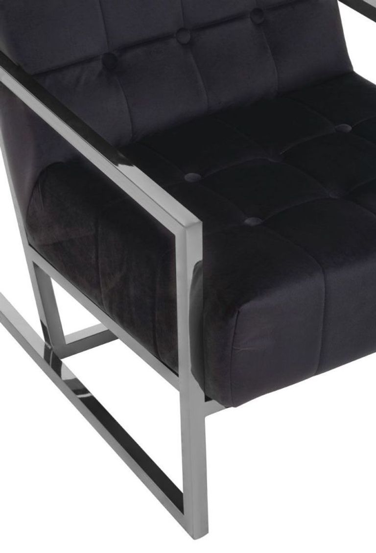 Hana Armchair - Black Velvet with Chrome Frame