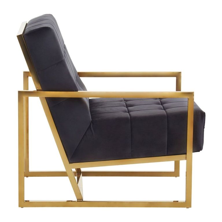 Hana Armchair - Black Velvet with Gold Frame