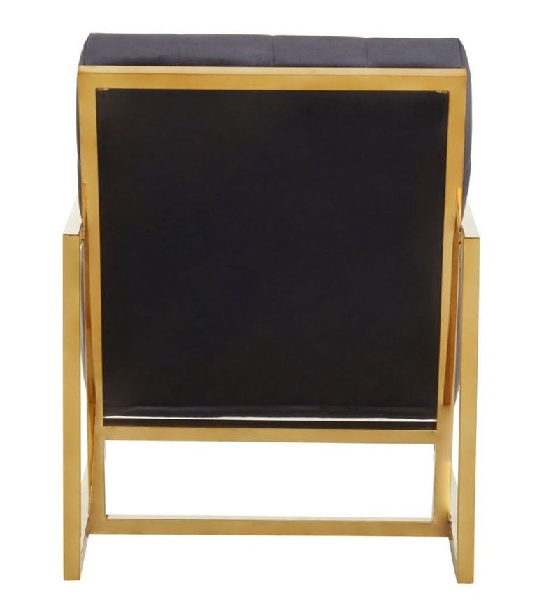 Hana Armchair - Black Velvet with Gold Frame