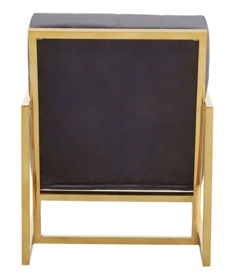 Hana Armchair - Grey Velvet with Gold Frame