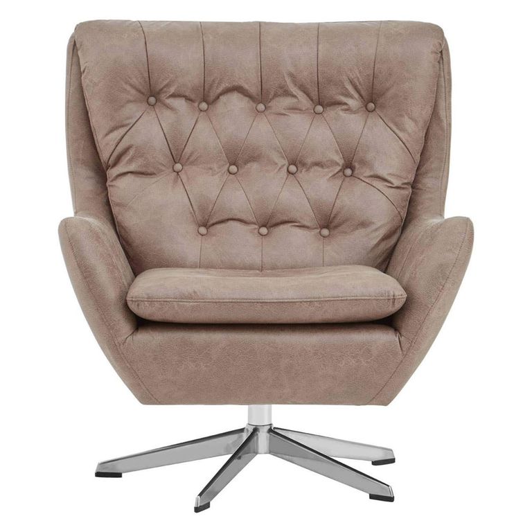 Harold Armchair - Swivel - Brown Faux Leather