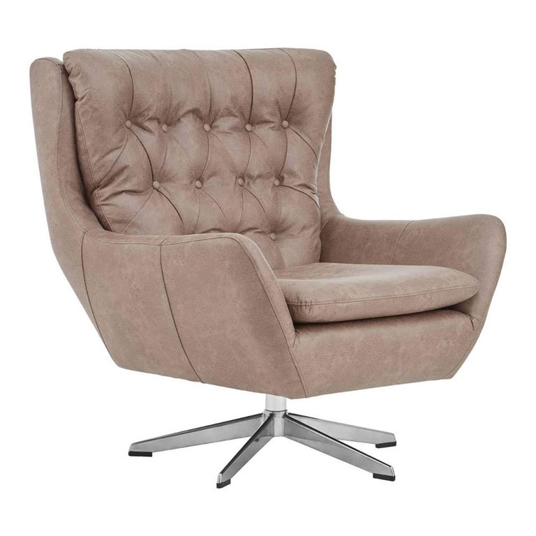 Harold Armchair - Swivel - Brown Faux Leather