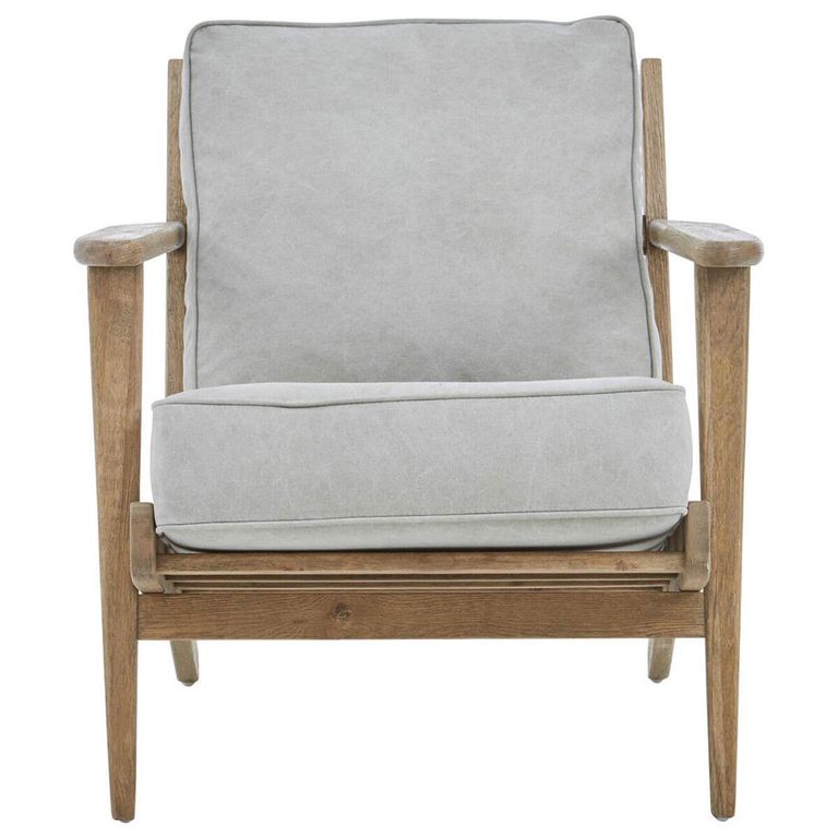 Harry Armchair - Swivel - Grey Linen Fabric with Oak