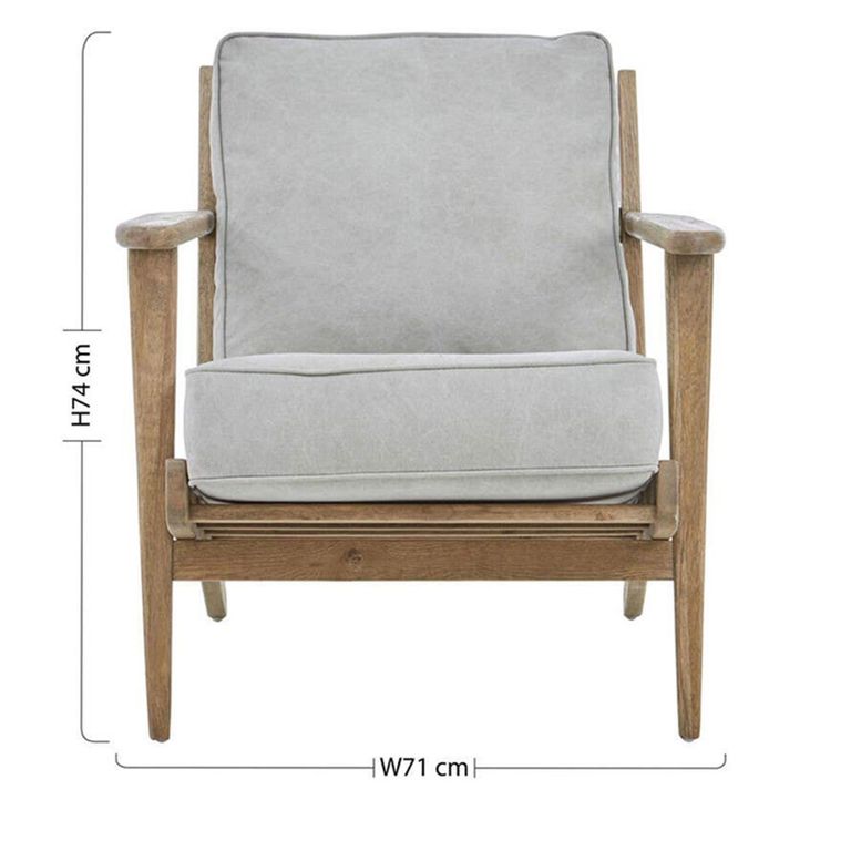 Harry Armchair - Swivel - Grey Linen Fabric with Oak