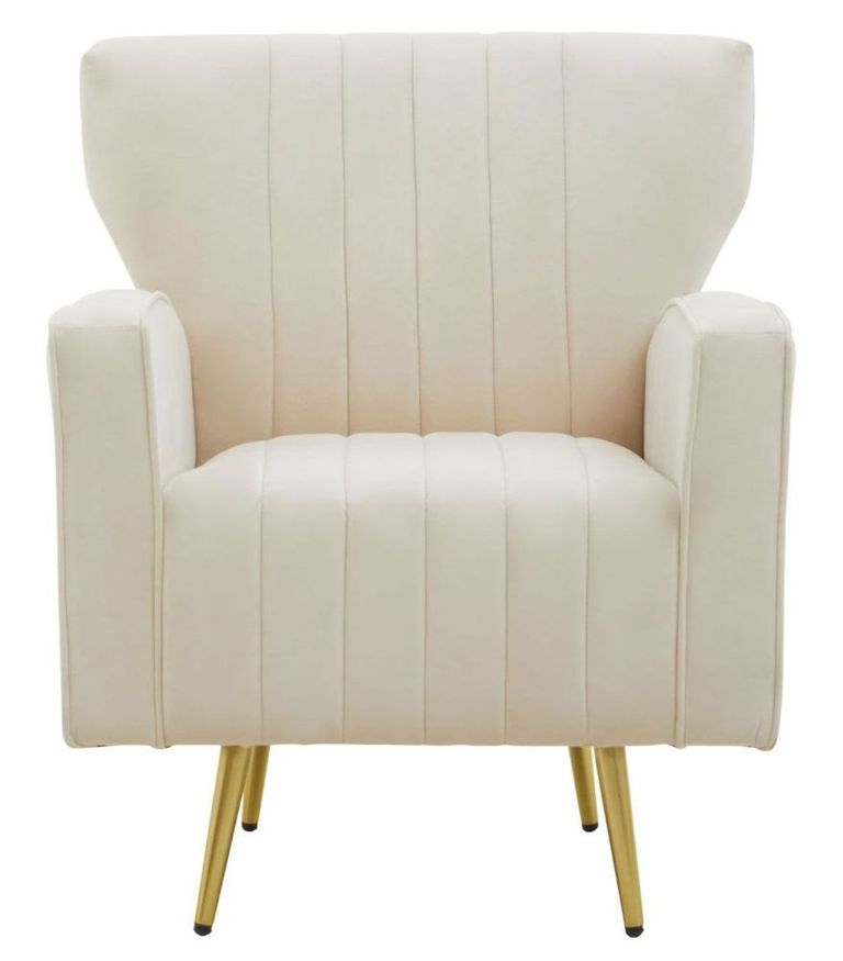 Hayley Armchair - Natural Velvet with Gold Metal Legs