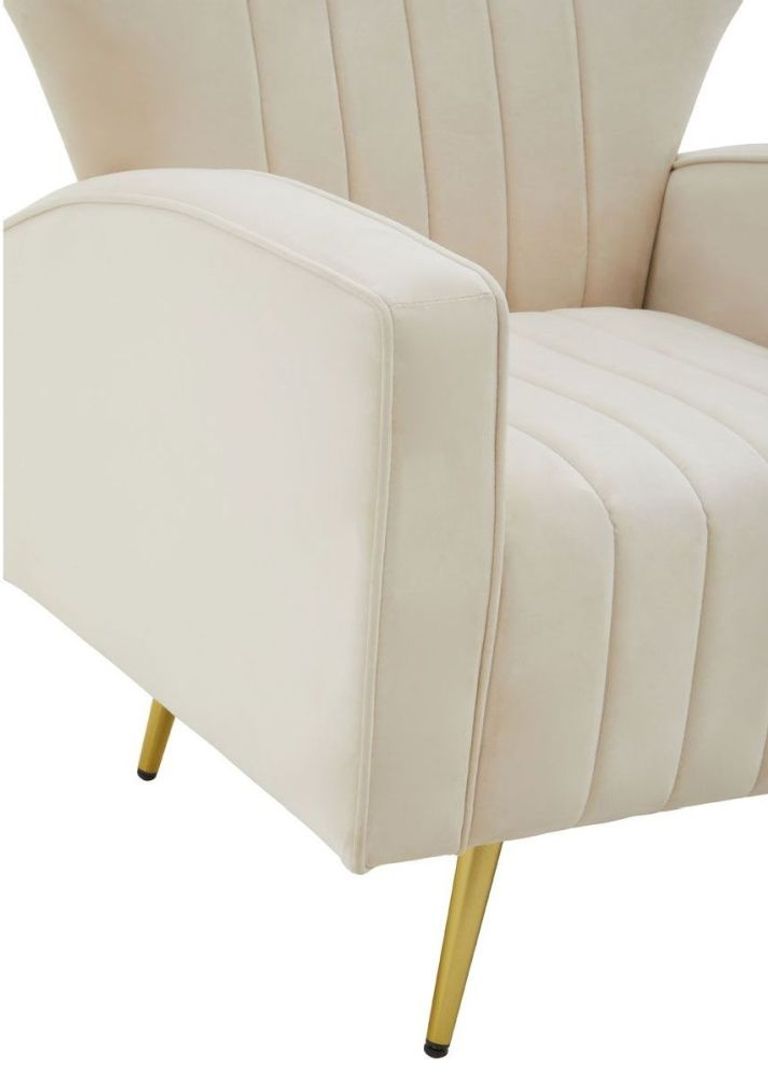 Hayley Armchair - Natural Velvet with Gold Metal Legs