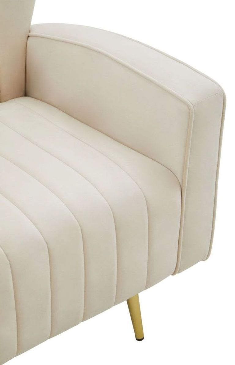 Hayley Armchair - Natural Velvet with Gold Metal Legs