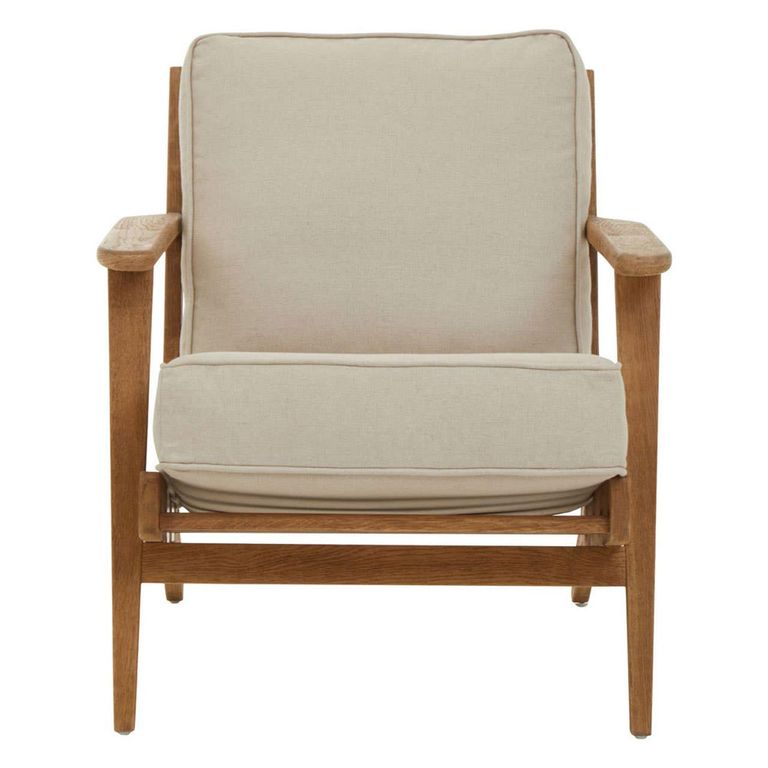 Hector Armchair - Beige Fabric with American Oak