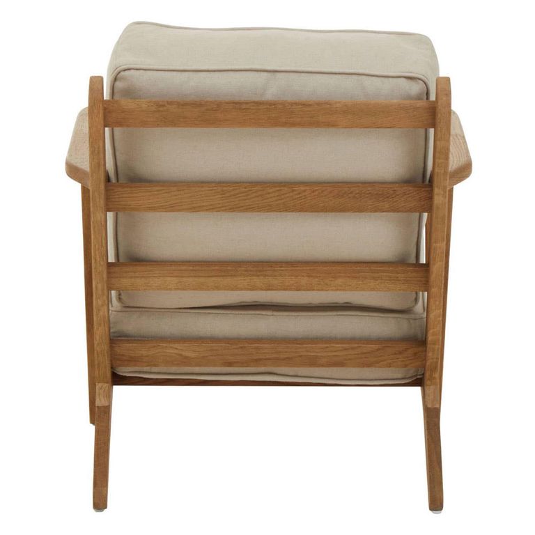 Hector Armchair - Beige Fabric with American Oak