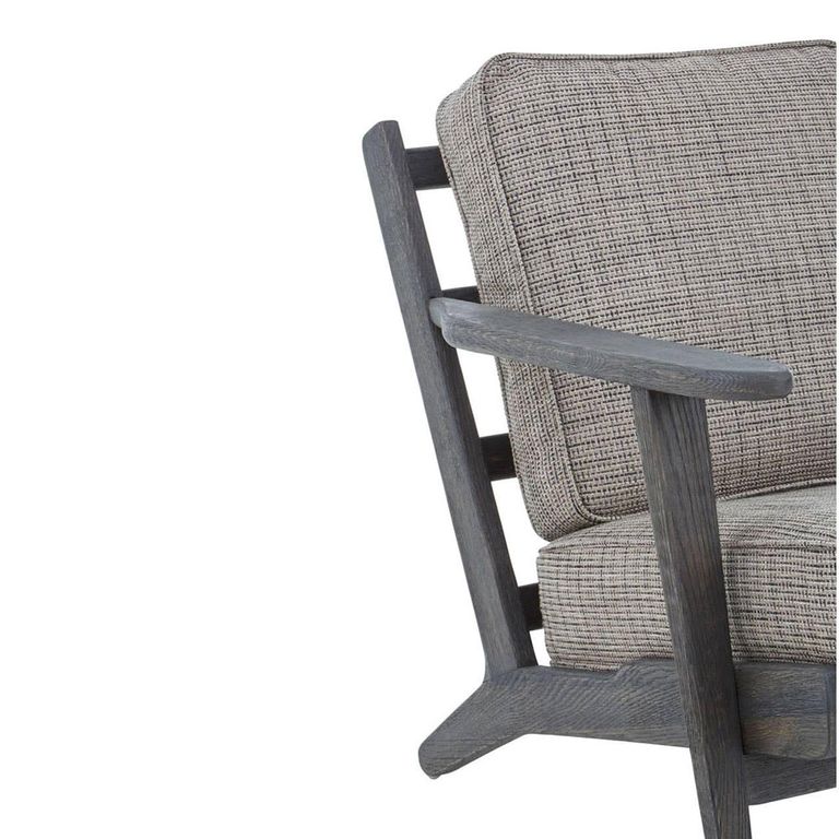 Hector Armchair - Grey Fabric with Black American Oak
