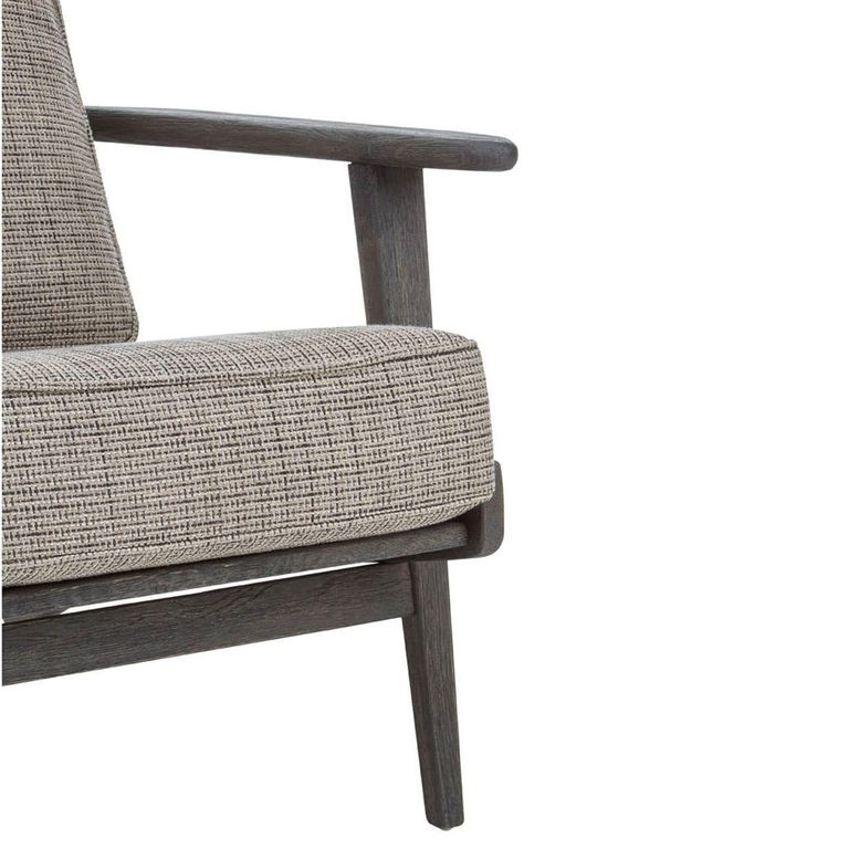 Hector Armchair - Grey Fabric with Black American Oak