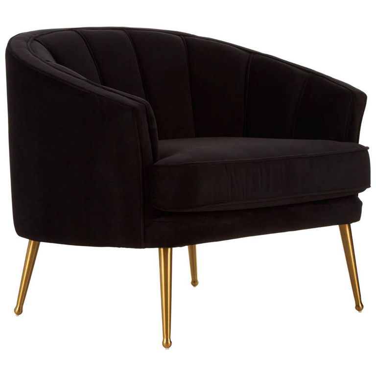 Hendricks Love Chair - Black Velvet Fabric with Gold Legs