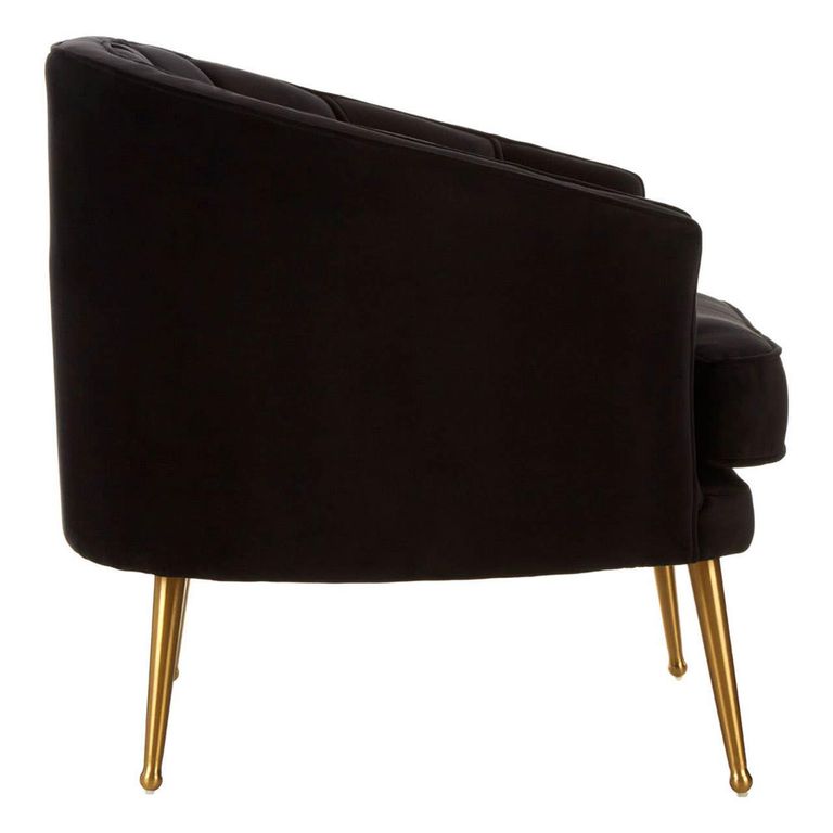 Hendricks Love Chair - Black Velvet Fabric with Gold Legs